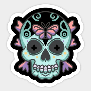 Rainbow Butterfly Skull Tattoo Sticker